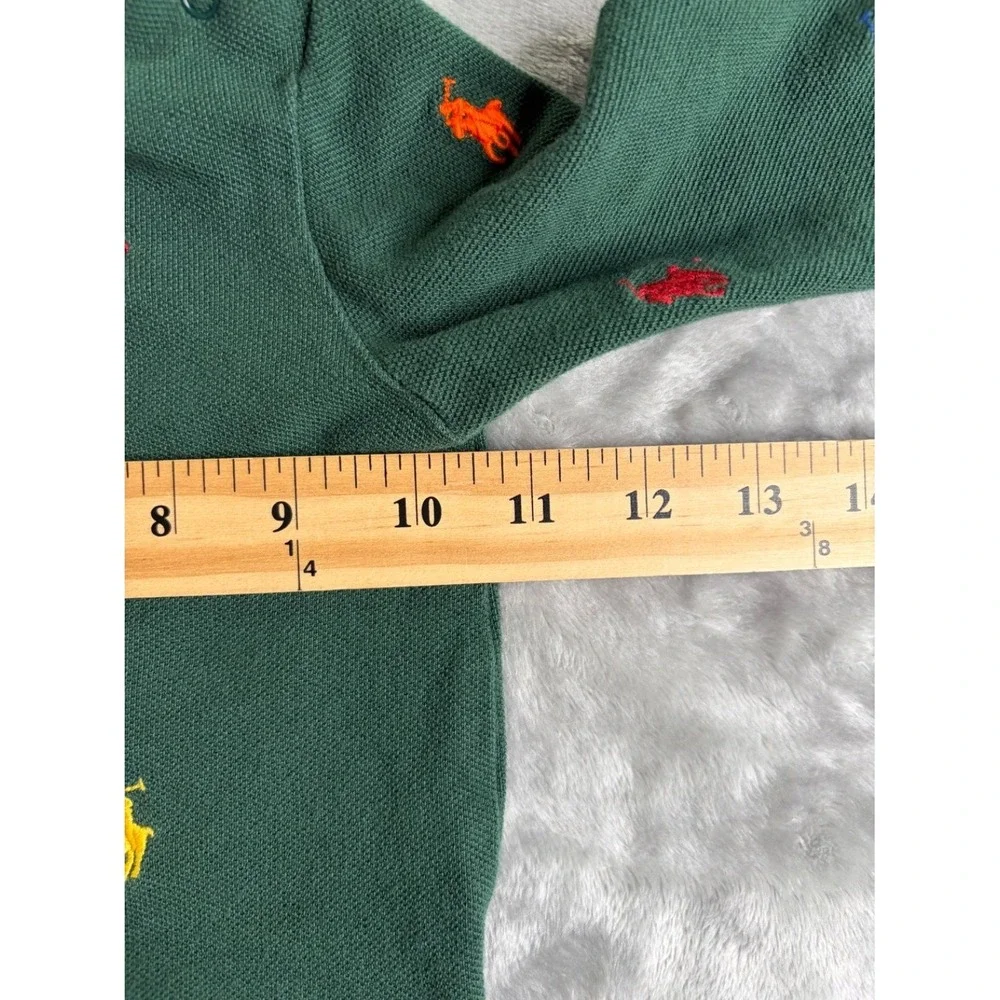Ralph Lauren Polo Bear Multi-Pony Baby Sweatshirt 9M Green Cotton